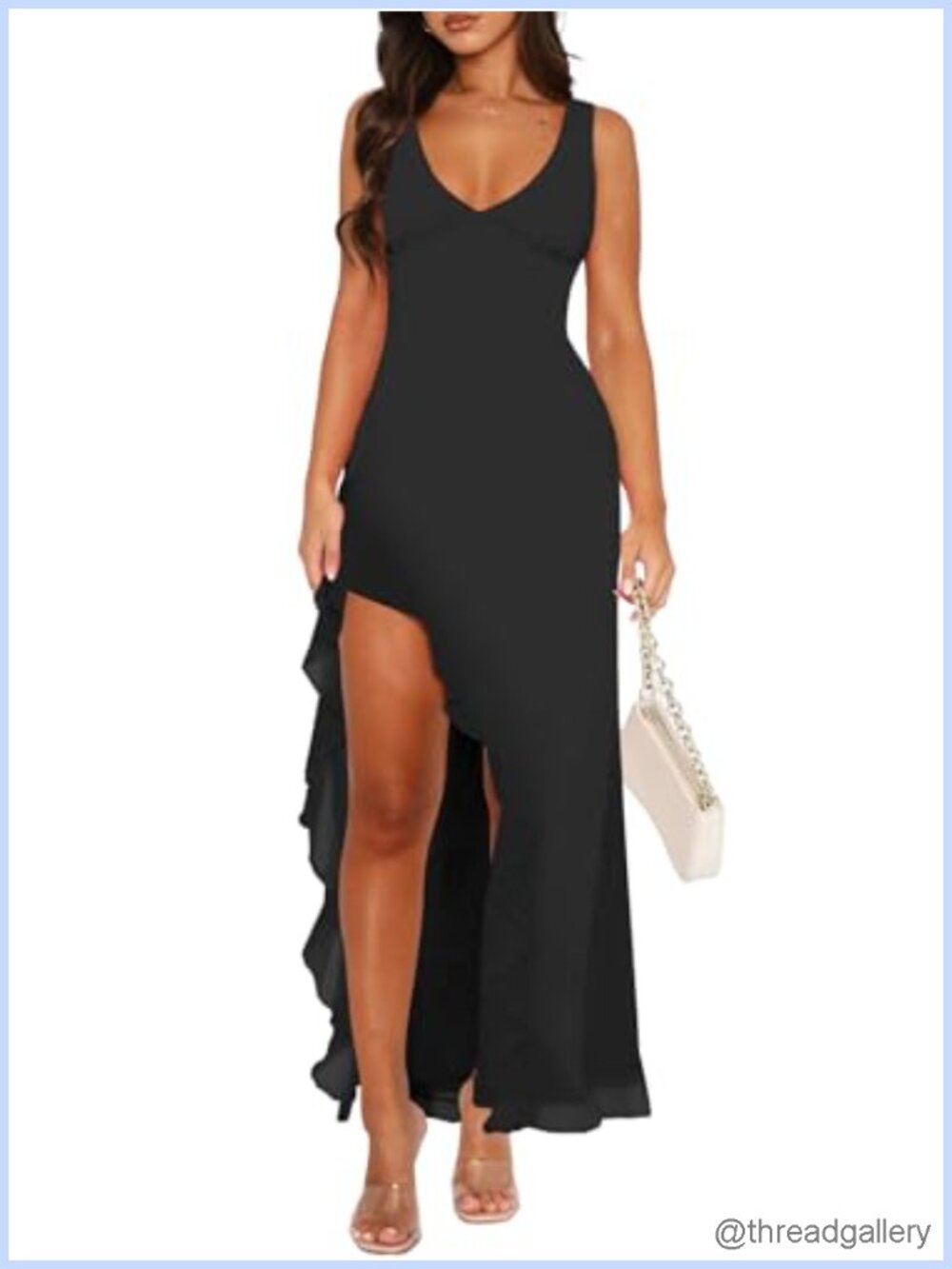 Women's Maxi Dress V-Neck Sleeveless Bodycon Formal Wedding Guest